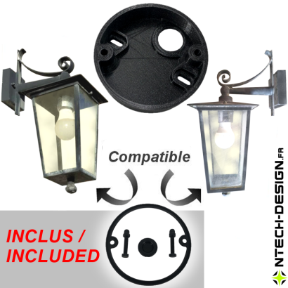 Support renforcé avec accessoires applique murale / luminaire / lanterne INSPEKTOR (Ø76mm - H 20mm)