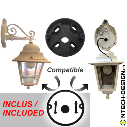 Support renforcé avec accessoires applique murale / luminaire / lanterne NAVEDO (Ø100mm - H 23mm)