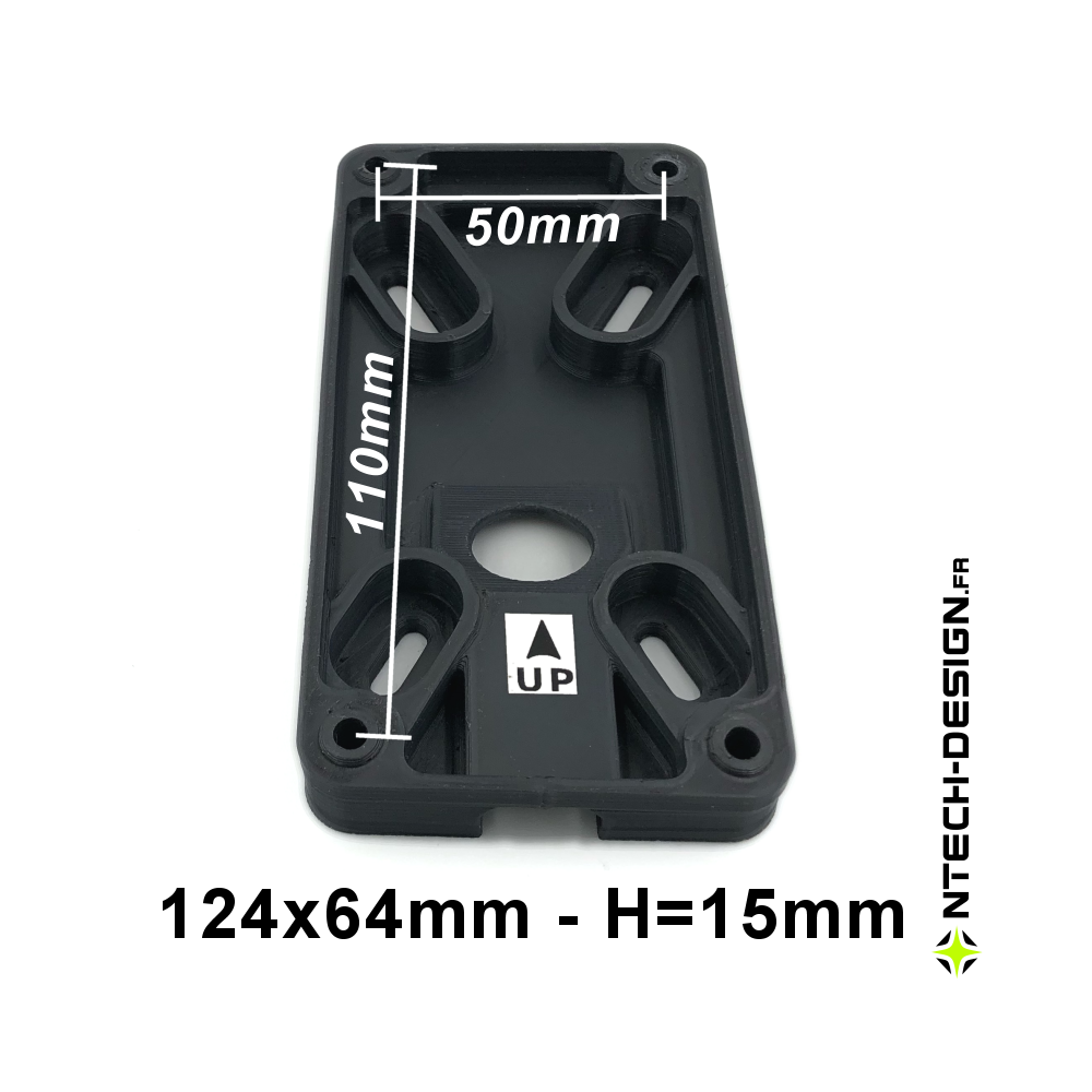 124x64-15 Support renforcé (Rectangulaire) applique murale / luminaire / lanterne (124x64mm - H 15mm)