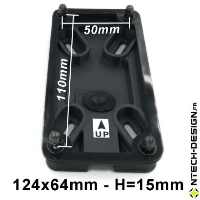 124x64-15 Support renforcé (Rectangulaire) avec accessoires applique murale / luminaire / lanterne (124x64mm - H 15mm)