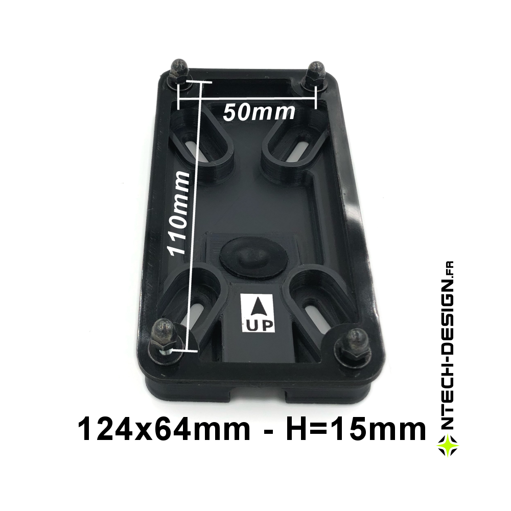 124x64-15 Reinforced support (Rectangular) with accessories for outdoor wall light (124x64mm - H 15mm)