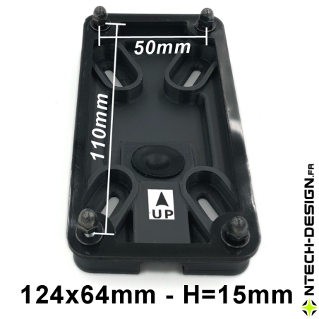 124x64-15 Support renforcé (Rectangulaire) avec accessoires applique murale / luminaire / lanterne (124x64mm - H 15mm)