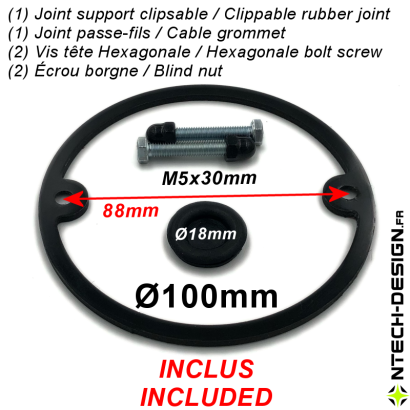 100-23 Support renforcé avec accessoires applique murale / luminaire / lanterne NAVEDO (Ø100mm - H 23mm)