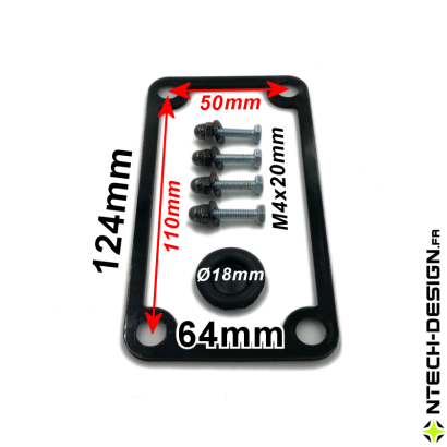 124x64-15 Set accessoires pour support applique murale / luminaire / lanterne (Rectangulaire) 124x64mm (TECH-RECT-01)