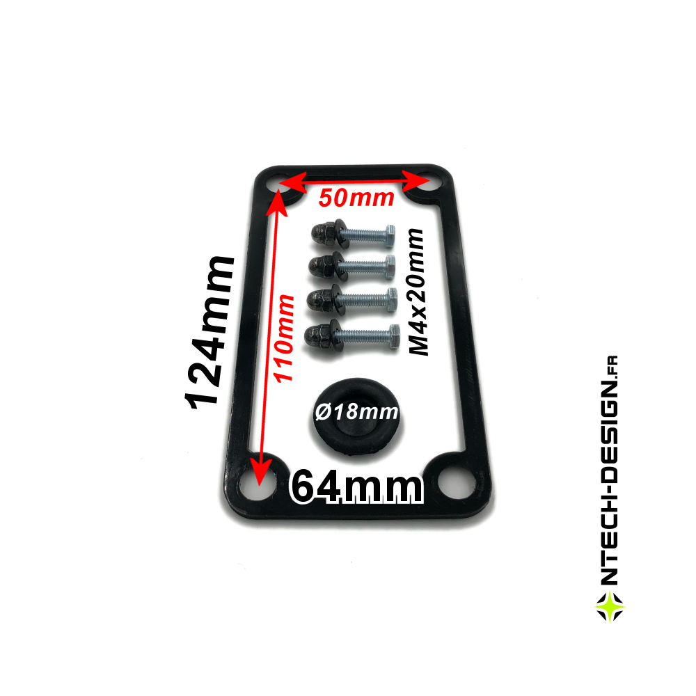 124x64-15 Set accessoires pour support applique murale / luminaire / lanterne (Rectangulaire) 124x64mm (TECH-RECT-01)