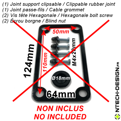 124x64-15 Support renforcé (Rectangulaire) applique murale / luminaire / lanterne (124x64mm - H 15mm)