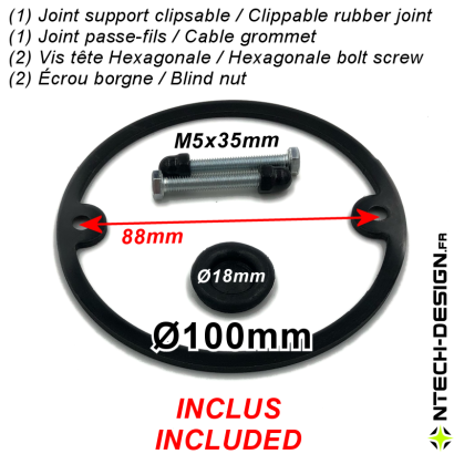 100-27 Reinforced support with accessories for outdoor wall light  (Ø100mm - H 27mm)
