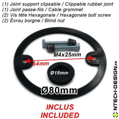 080-22 Reinforced support with accessories for outdoor wall light BLOOMA (Ø80mm - H 22mm)