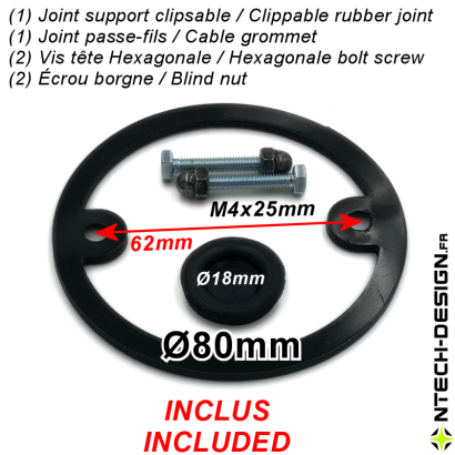 080-18 Support renforcé avec accessoires applique murale / luminaire / lanterne BLOOMA (Ø80mm - H 18mm)