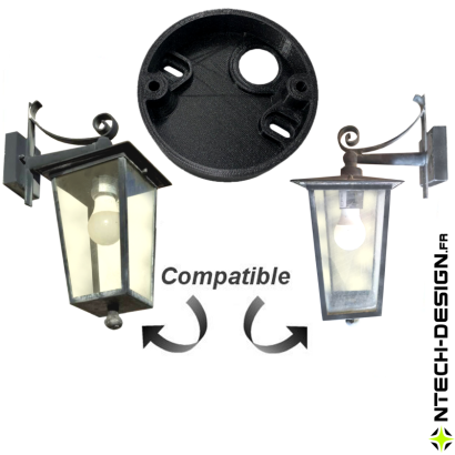 Support renforcé applique murale / luminaire / lanterne INSPEKTOR (Ø76mm - H 20mm)
